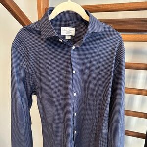 Charles Tyrwhitt - Non-Iron Dress Shirt - 16/33 Extra Slim Fit - Navy Pattern